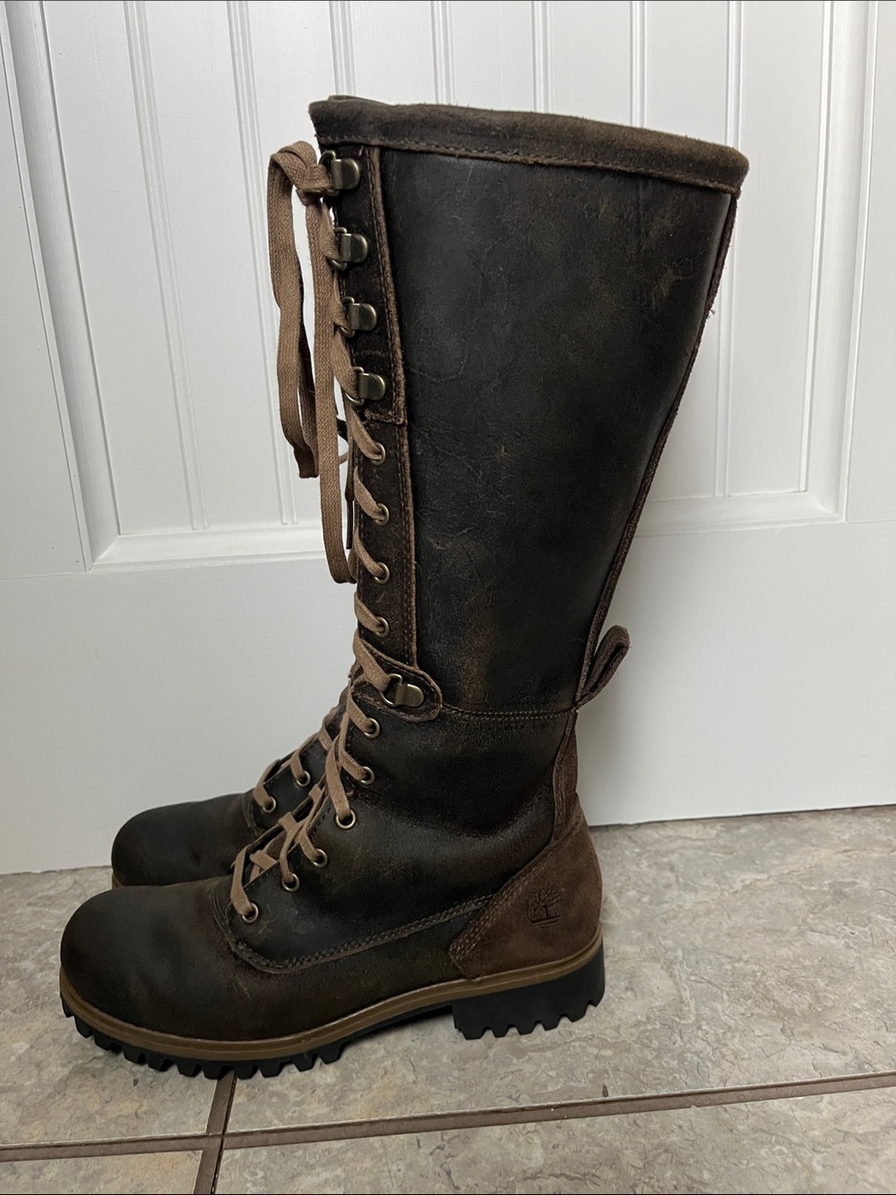 Timberland Wheelwright Tall Waterproof Knee High Moto Boots Dark Brown Suede 6.5 - Picture 6 of 13